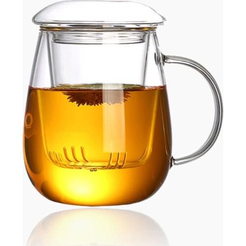 Chinese style tea mug with lid filter 550ml.Coffee Cups Tea Set Mugs Beer Drink Office Mug Transparent Drinkware Glass Cup
