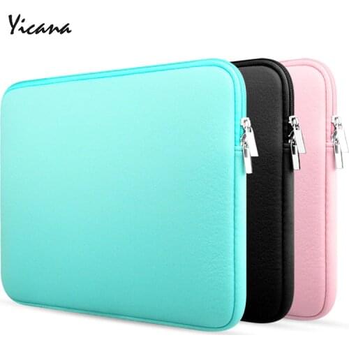 Yicana 11 12 13 14 15.6 inch sleeve laptop case for MacBook Air Pro Ultrabook Notebook Tablet computer Portable Soft Zipper bag