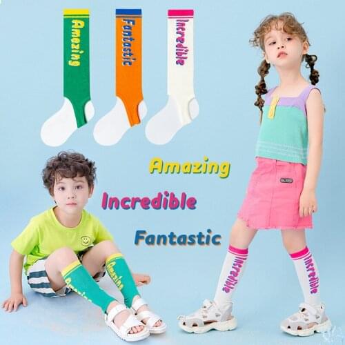 Ins Style Children Fashion Summer Socks Cotton Stepping On The Foot Tube Socks Soft Kawaii Solid Color Printing Boys&girls Socks