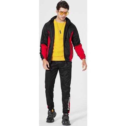 Mens Collectible Hat Jacket Sports Pants 2 Piece Sets Stand-up Collar Trendy Long-sleeved Suit Men Tracksuit Men Outfit Set
