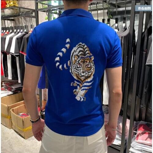 Summer Brand Polo Rhinestones Men High Quality Men Diamond stone Short Sleeved Tops Clothing 2020 Classic Hot drill Polo Shirt