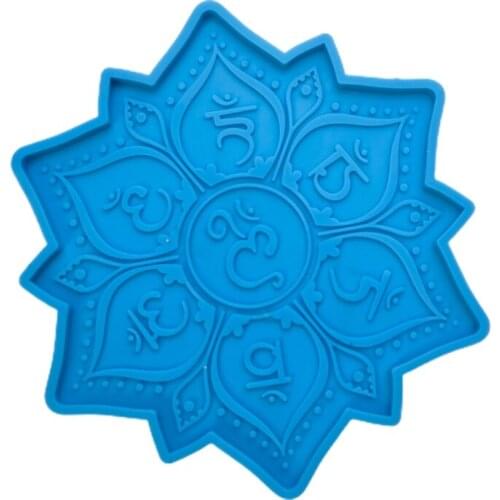 Mantra Symbol Coaster Epoxy Resin Mold Cup Mat Pad Silicone Mould DIY Crafts Placemat Home Decoration Casting Tools