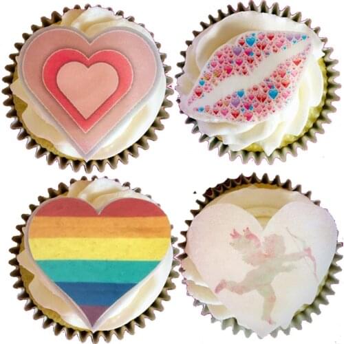 Mix Heart Shape Wafer Paper For Cupcake Topper Decoration,Wedding Cake Decorating Tools,Valentines Day Desserts Baking supply