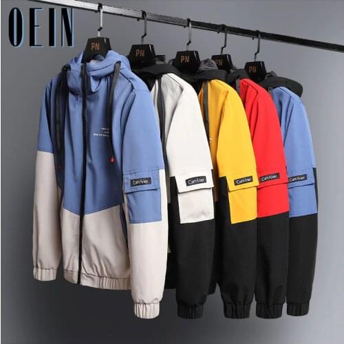 2021 Hip Hop Autumn Jackets Men Windbreaker Patchwork Loose Casual Jacket Couple Thin Jacket Loose Large Size Zipper Hooded Coat