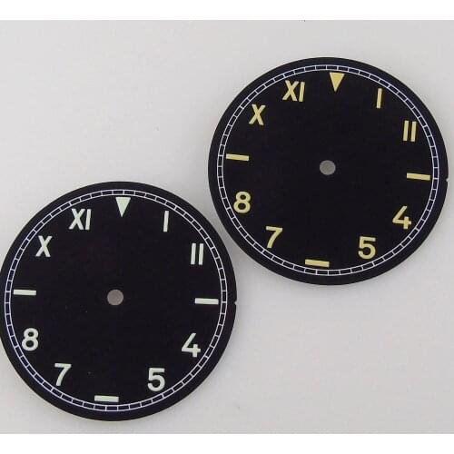 37mm black sterile dial beige marks fit ETA 6497 ST 3600 movement Mens Watch dial