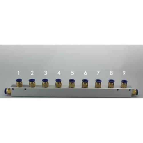 A Kit Push Fit 8mm 9 Way Pneumatic Air Manifold Block Splitter With Couplers