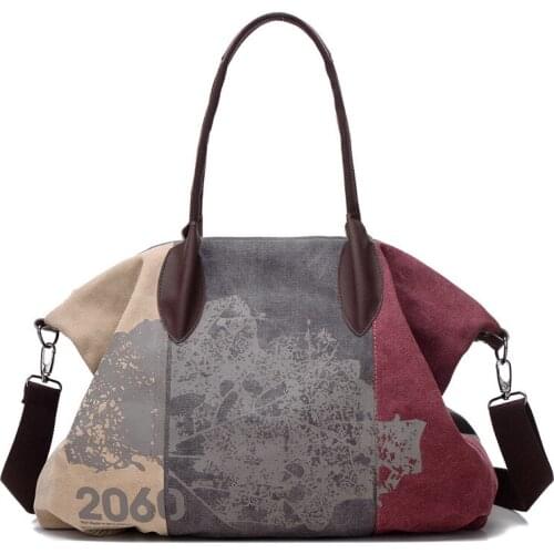 New Shoulder Canvas Large Capacity Casual Bag European and American Style Fashion Canvas Printed Bag Casual Messenger Bag Women