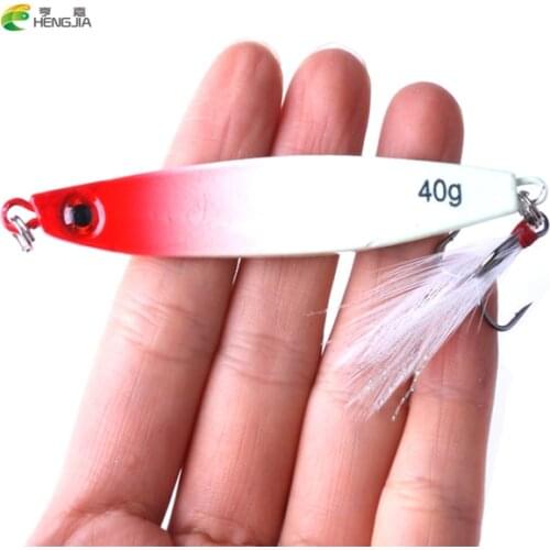 New 2017 40G Fishing Spoon Lure 7 colors iscas artificiais Metal Jig Lure Slice Jigbait spoon Treble Hook jigging lure