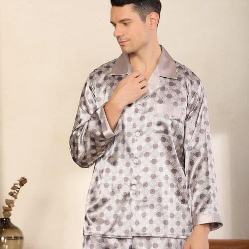 New Mens Stain Silk Pajama Set Man Sleepwear Pajamas For Men Suit Nightgown Sleeping Lounge Home Clothes Soft Cozy Pyjamas Male