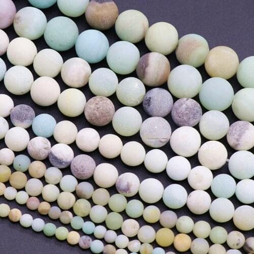 Wholesale Natural Matte Amazonite Stone Bead Round Beads for Jewelry Making DIY Bracelet 4mm 6mm 8mm 10mm