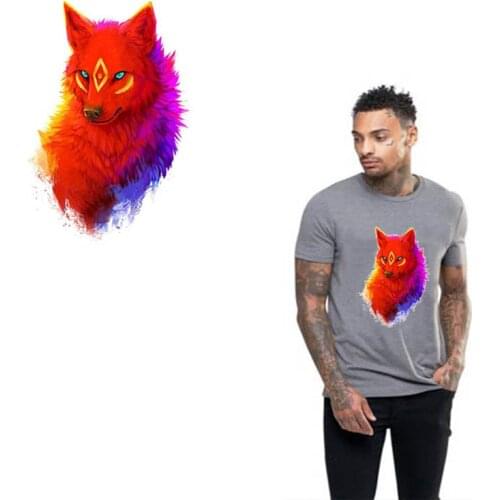 Spirituality Fox Animal Patches for Clothes Stickers Heat Transfer Household Iron-on Patch DIY Decoration Appliqued Parches 2018