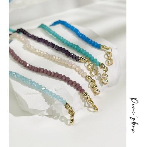 PerisBox Cute Multicolor Acrylic Bead Chain Choker Gold Color Brass Toggle Clasp Necklaces For Women Jewelry