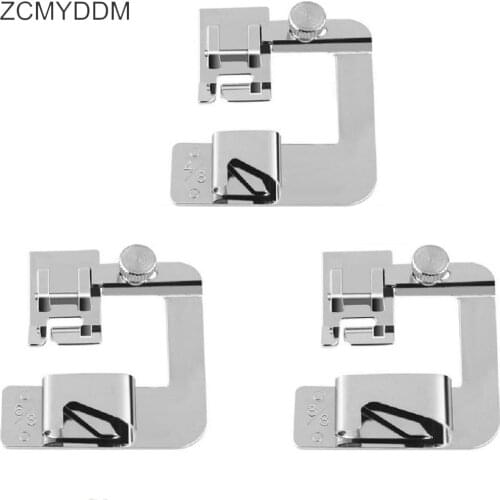 ZCMYDDM 3 Size Rolled Hem Presser Hemmer Foot 1/2Inch 3/4Inch 1Inch for Brother Singer Low Shank DIY Sewing Machine Tool