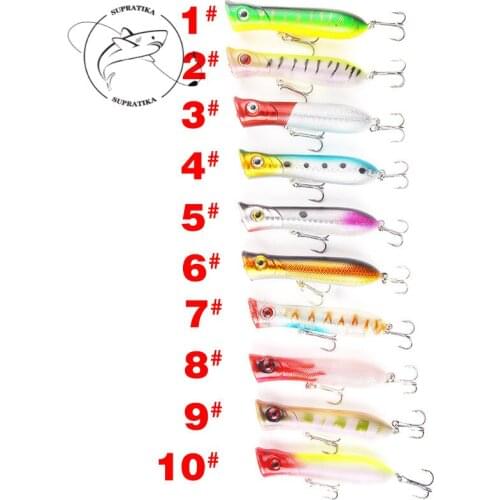 10Pcs/lot Lifelike Popper Bait Artificial Laser Sea FIshing Minnow Lure With 2 Treble Hooks Isca Tackle Pesca