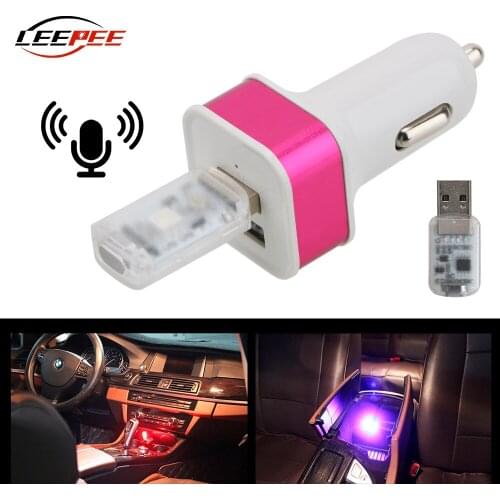 RGB Car LED USB Atmosphere Lamps Mood Ambient Light Cigarette Lighter Voice Touch Control Auto Accessories Decoration Interior