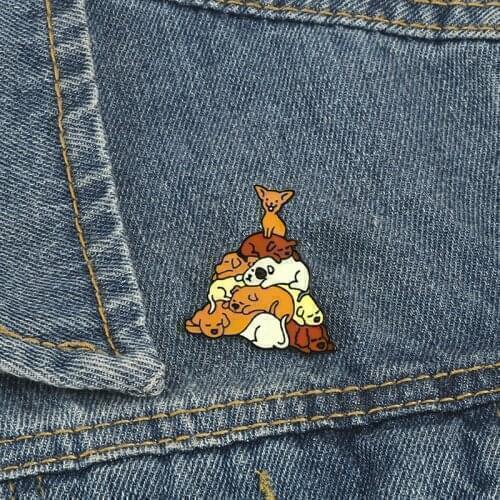 Cartoon Animal Dogs Enamel Pins Cute Pug Pyramid Golden Retriever Brooches Funny Gift Pin Metal Custom Jewelry Jackets Bag Badge