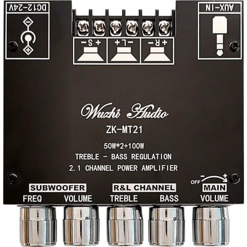 TPA3116D2 ZK-TB Bluetooth 5.0 2.1Channel Digital Power Amplifier Board Audio Stereo Subwoofer 50WX2+100W TREBLE Bass AMP AUX