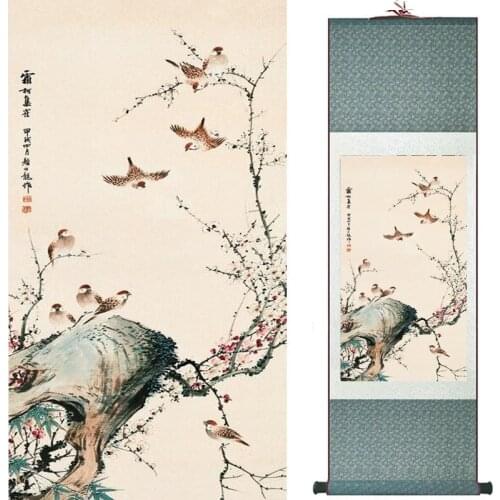 Traditional silk art painting birds and Water lily Chinese Art Painting Home Office Decoration Chinese painting2019071918