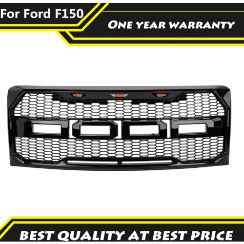 Bright black Raptor racing grille Fit Ford F150 2009-2014 Front Bumper LED Grille Off-Road 4x4 Car Pickup Accessories