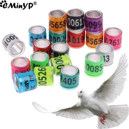20Pcs Training Pigeon Foot Ring Plastic & Aluminum Bird Leg Bands for Chicks Bantam Finch Dove Lovebird Quail Small Poultry 8mm
