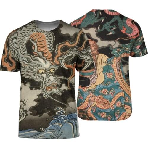 2021 Summer Hipster Men t-shirt Retro Tattoo Dragon 3D Printed Vintage tshirt Harajuku Short sleeve T shirts Unisex Casual tops