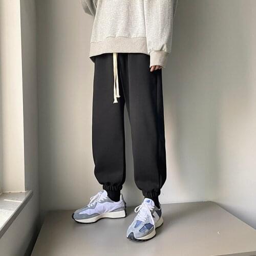 2021 Mens Fashion thicken Plush Casual Pants Loose High-quality Trousers Streetwear Solid Color Joggers Sweatpants M-5XL