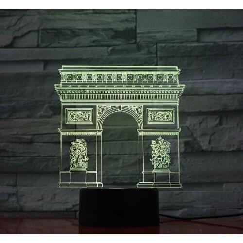 3D Lamp Awesome Arc De Triomphe Triumphal Arch Best Present for Children for Halloween Decoration USB Led Night Light Lamp