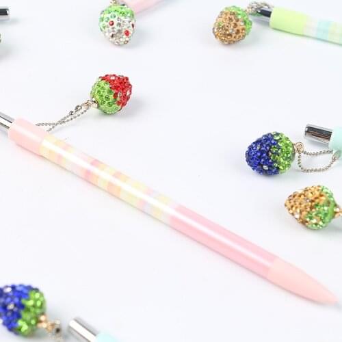 48pcs Cute Mechanical Pencil 0.5mm Kawaii Fruit Strawberry Pendant Kids Mechanical Pencil Fashion School Stationery Wholesale