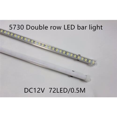 5pcs/lot 72leds 5730 led Bar Light Hard Rigid strip Double Row Non waterproof 12V 12mm PCB 72leds/0.5m more bright then 5630