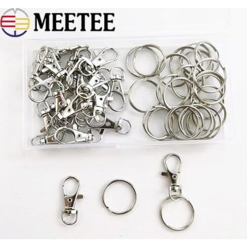 50pcs 25pcs 20mm O Ring Keychin Hooks + 25pcs 11mm Metal Buckles Lobster Clasp Snap DIY Key Webbing Pendant Accessories