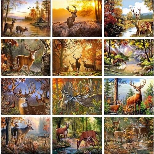 Uone New Diamond Painting DIY Cross Stitch Animal Deer Mosaic Embroidery Rhinestone Kids Adult Home Office DecorMystery Gift
