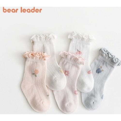 Bear Leader Baby Girls Sweet Socks 2021 New Fashion Toddler Floral Fruit Print Sock Kids Casual Baby Clothing Infant Accessories