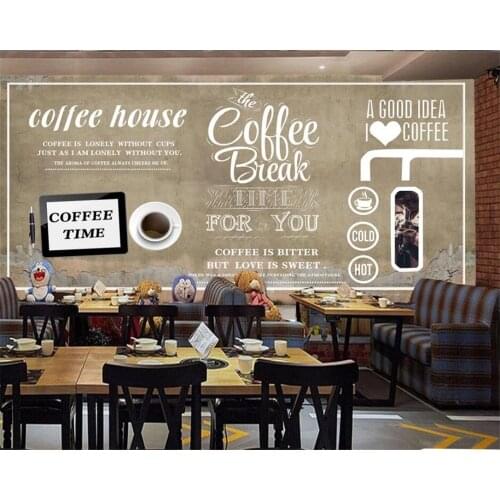 Beibehang Custom wallpaper 3d photo mural European and American brick wall hand-painted coffee dessert shop background wall обои