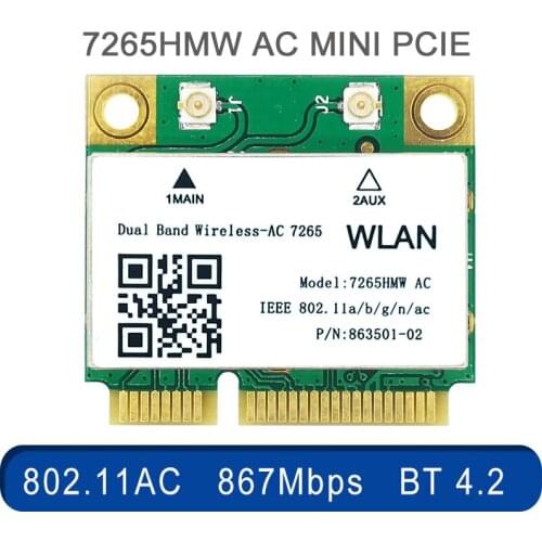 Wireless Dual Band 867Mbps AC7265 7265HMW Mini PCI-E Card 7265AC Wifi Bluetooth 4.2 2.4G 5Ghz 802.11ac Adapter For Laptop
