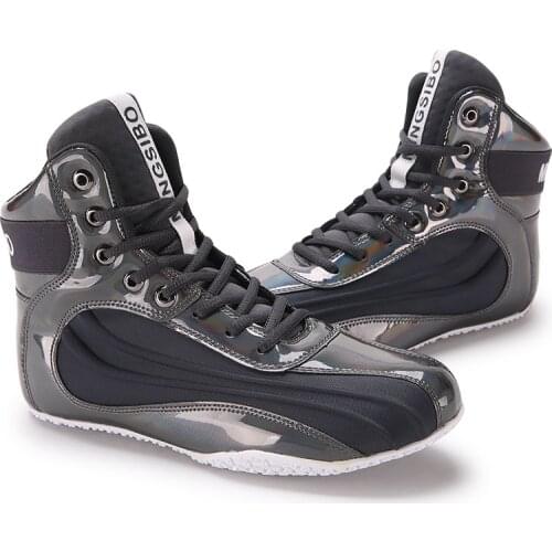 Spring/Autumn High Top Boxing Shoe for Unisex Black White Mens Wrestling Shoes Breathable Pro Wrestling Boots Sport Shoes Men