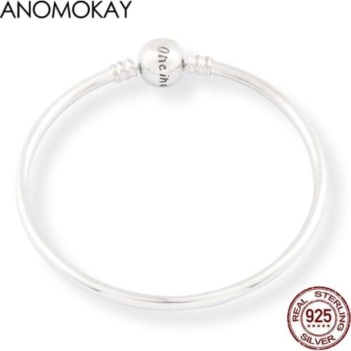 Anomokay New 100% 925 Sterling Silver One Mind Heart Clasp Bangles Bracelet for Couple Women Mom Girl Fashion Gift S925 Silver