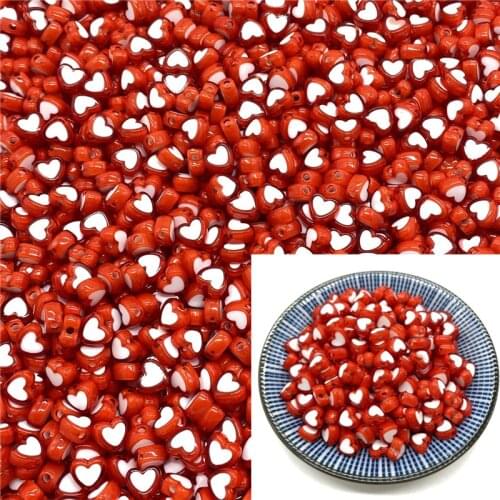 50pcs 8x5mm Love Acrylic Bead Loose Spacer Beads For Jewelry Making DIY Bracelet Accessories #A46a10