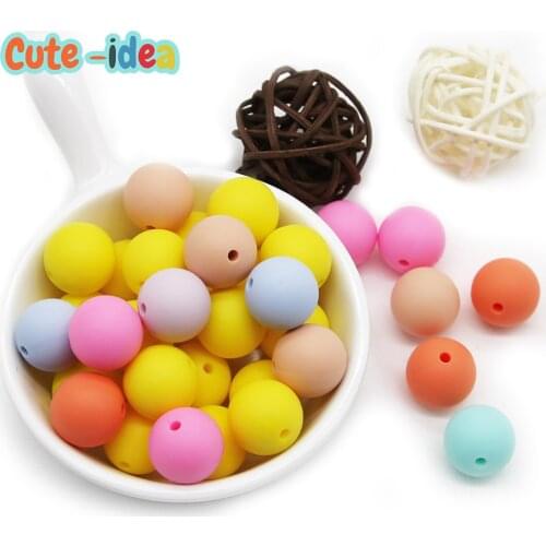 Cute-idea 9/12/15mm Silicone Beads 10Pcs DIY Baby Teething Pacifier Chain toys Accessories baby goods Food Grade Nursing beads