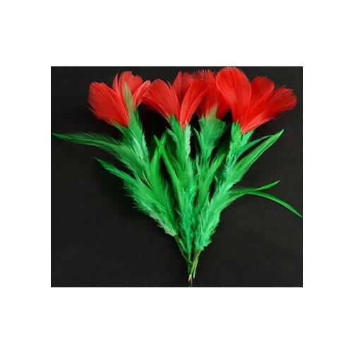 Five in One Flower (Red ) One Feather Flower To Five Trick Magic Tricks Stage Gimmick Prop Comedy Accessories Appearing Magia