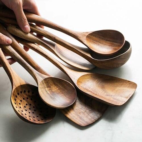 Long-handled wooden spatula spoon cooking wooden spatula non-stick pan unpainted household soup spoon wooden spoon