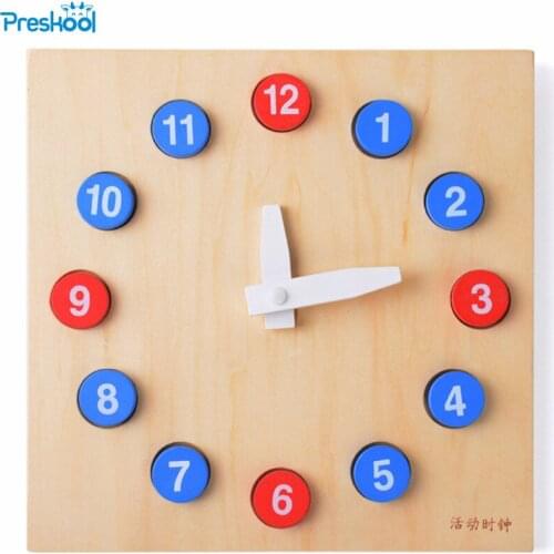 Baby Toy Montessori Clock with Movable Hands Wood Classic Childhood Education Preschool Training Kids Toys Brinquedos Juguetes