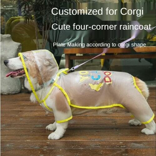 Dog Raincoat Corgi Dog Special Custom Raincoat Four Seasons Small and Medium-sized Dog Frosted Four-legged Raincoat Pet Clothes