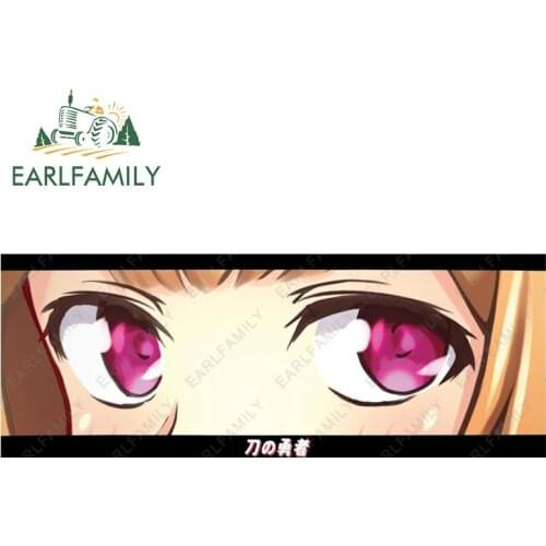 EARLFAMILY 15cm x 5.6cm Anime Raphtalia Eyes Slap Car Sticker Vinyl Rear Windshield Decal Car Styling Classic Peek Girl Stickers