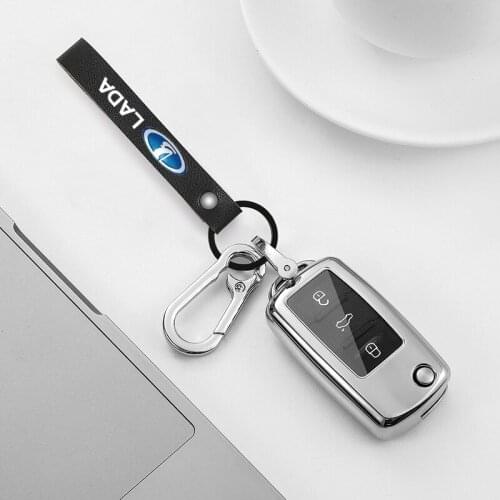 PU leather Car Styling Emblem Keychain Key Chain Rings For lada VESTA niva kalina priora granta largus vaz samara Accessories