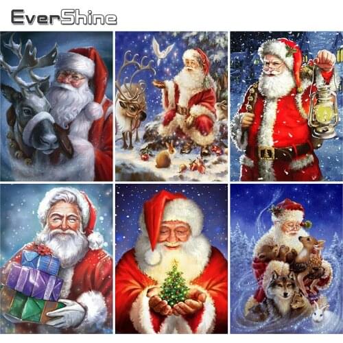 EverShine DIY Diamond Embroidery Santa Claus Mosaic Diamond Painting Christmas Cross Stitch Kits Cartoon Children Room Decor