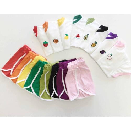 7654 Baby Clothing Set Korean Summer New Boy Suit Cute Fruit Pattern Baby Girl 2 Piece Suit Short Sleeve T Shirt+Shorts Outfits
