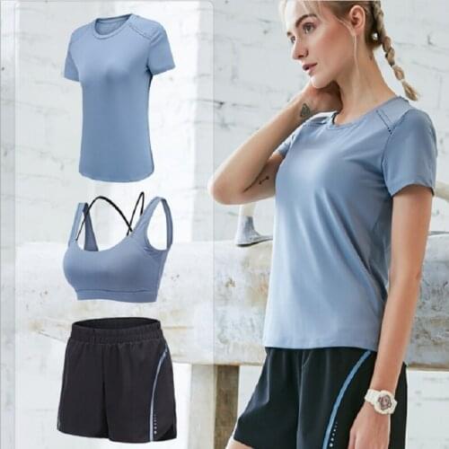 Damdos Yoga Suit For Women Sweat Fast Dry Sportswear Sweat Running Slim Three-Piece Suit