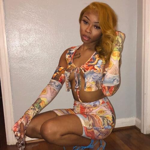 3 Pieces Suit Set, Women’ s Floral Print V-Neck Sleeveless Crop Top+ Oversleeve+ Shorts, S/M/L