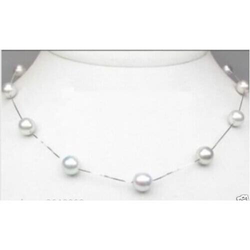 7-8 mm round natural white south sea pearl necklace 18 "