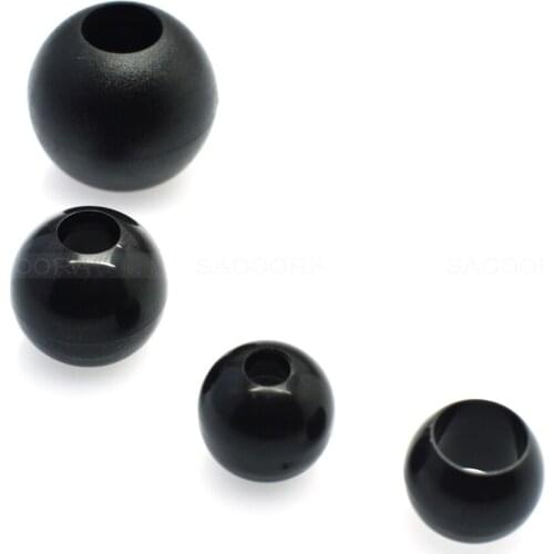 25pcs/pack 4 Sizes Plastic Beads Round Bells For Cords Strings Black